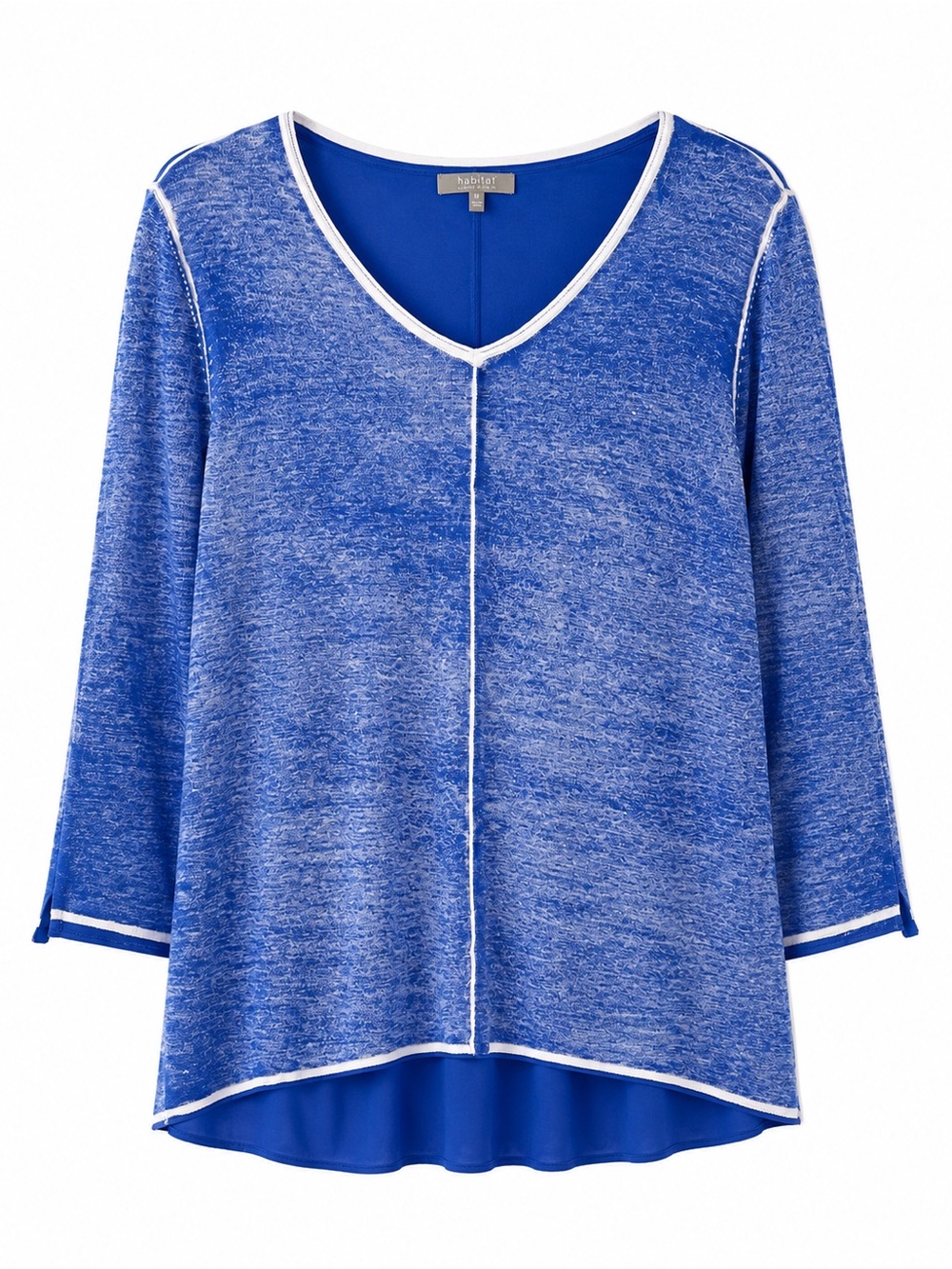 Habitat Clothes to Live In Women M Blue Cotton Tunic Top 3/4 Sleeve NWOT